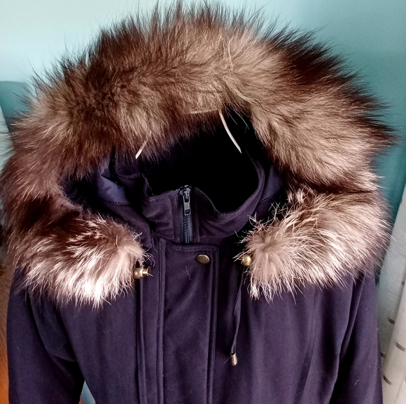 EUC Vintage Boundary Waters Down Filled Real Fur Trim Coat - Women's size Small - Picture 2 of 12